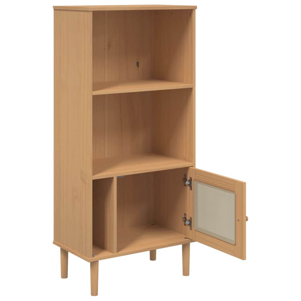 Bücherschrank SENJA Rattan-Look Braun 60x35x130 cm Kiefernholz - Pazzar.ch