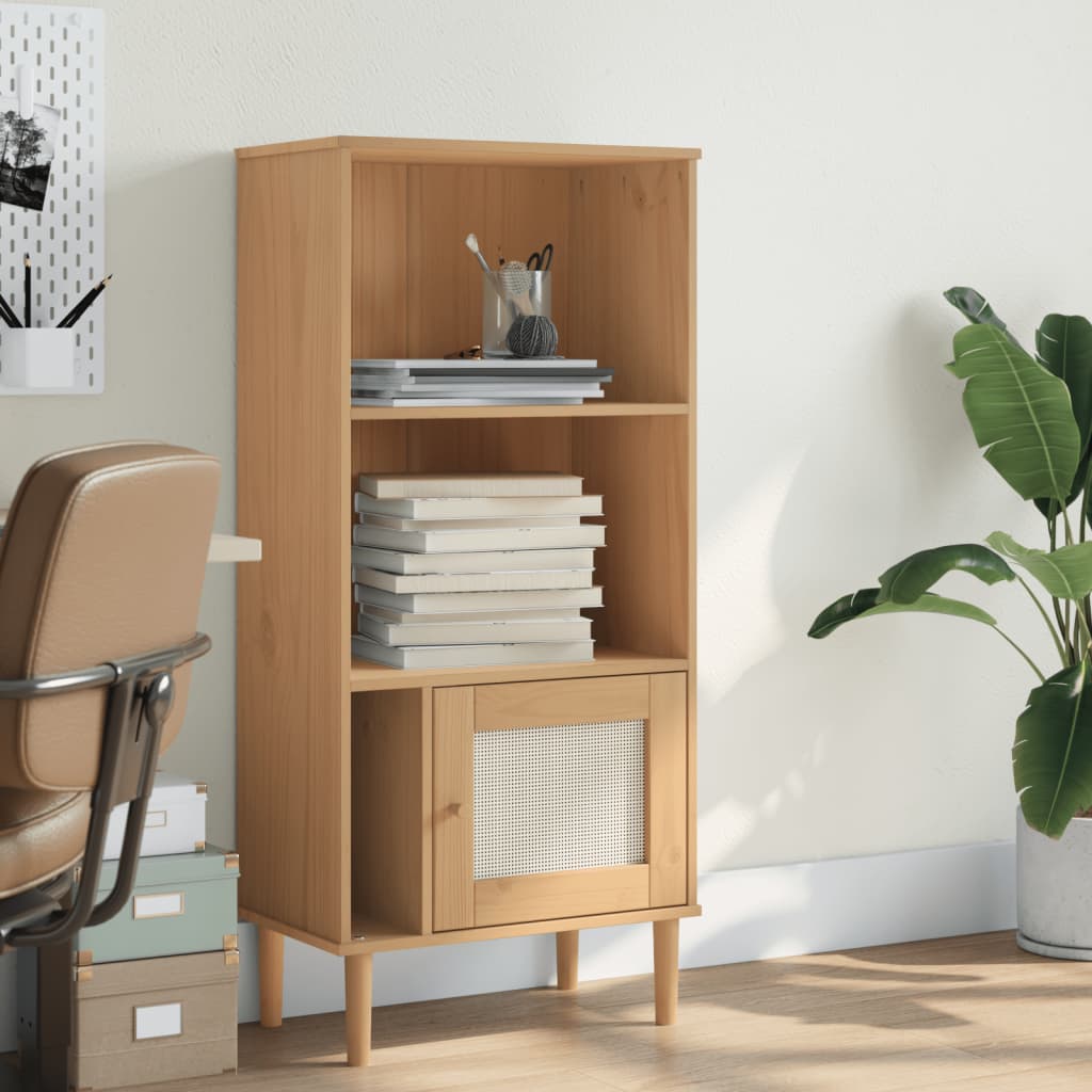 Bücherschrank SENJA Rattan-Look Braun 60x35x130 cm Kiefernholz - Pazzar.ch