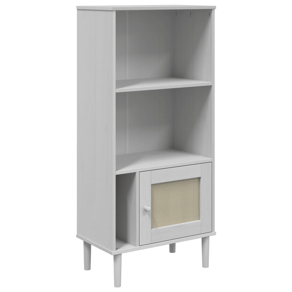 Bücherschrank SENJA Rattan-Look Weiß 60x35x130 cm Kiefernholz - Pazzar.ch