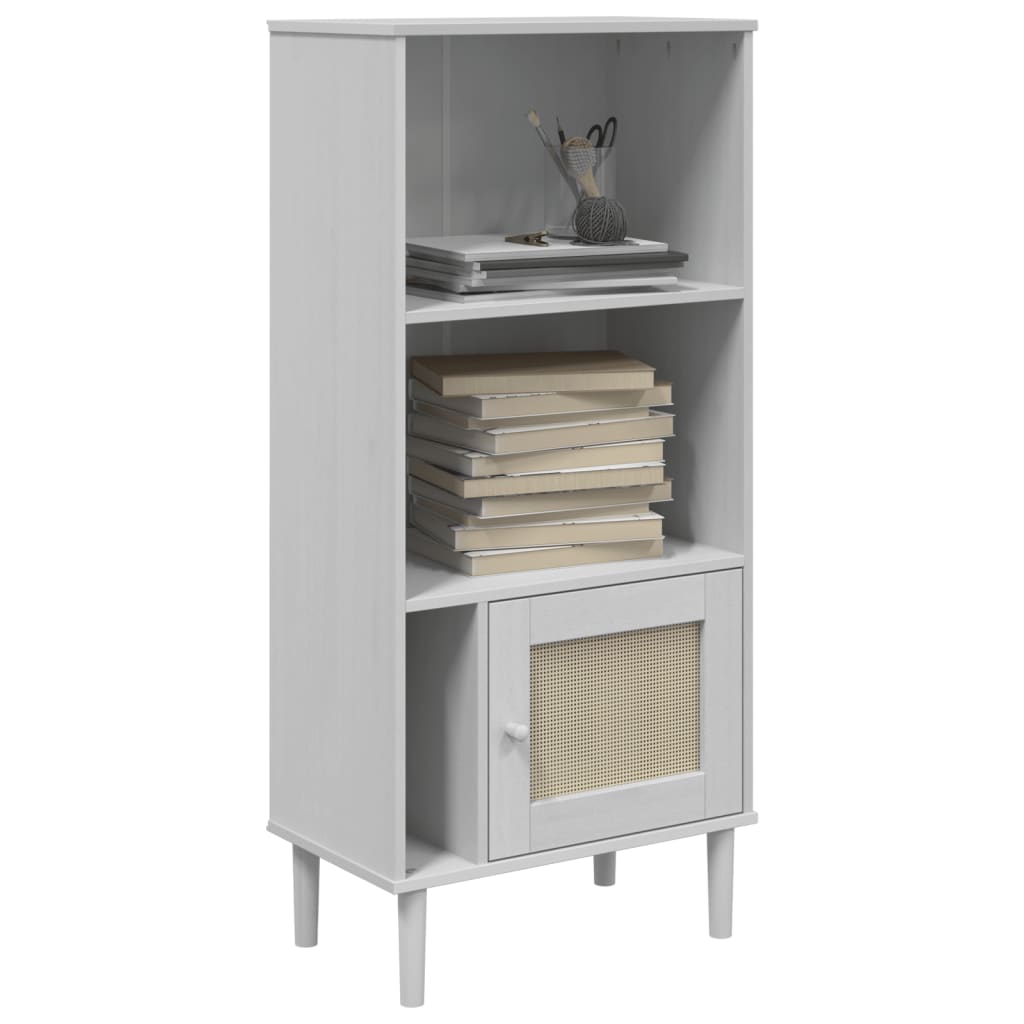 Bücherschrank SENJA Rattan-Look Weiß 60x35x130 cm Kiefernholz - Pazzar.ch