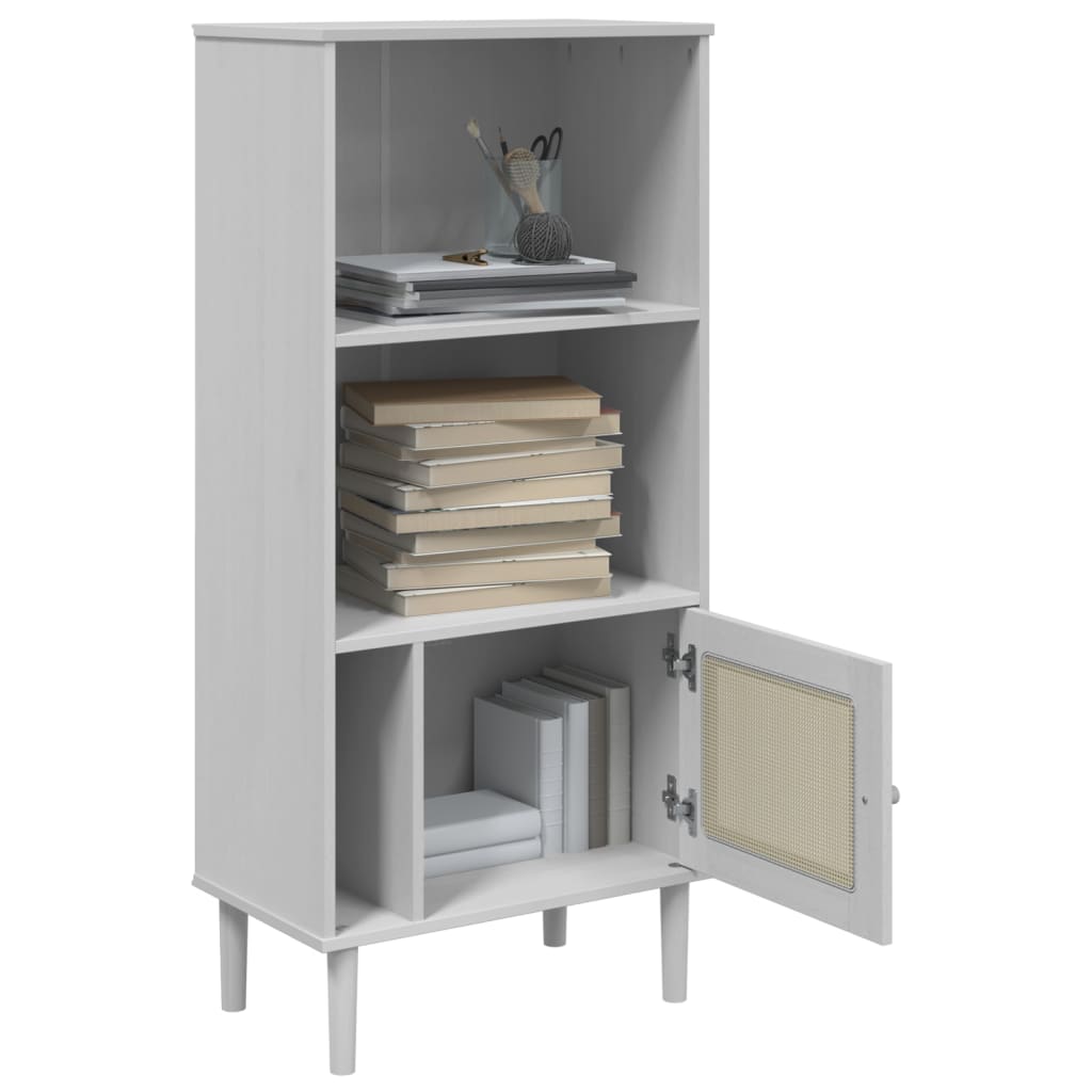 Bücherschrank SENJA Rattan-Look Weiß 60x35x130 cm Kiefernholz - Pazzar.ch
