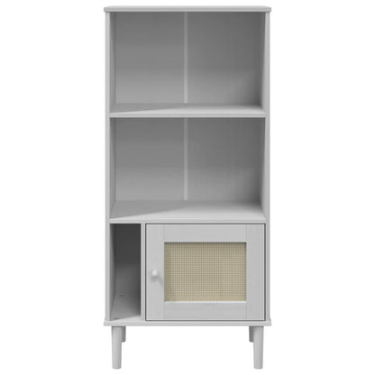 Bücherschrank SENJA Rattan-Look Weiß 60x35x130 cm Kiefernholz - Pazzar.ch