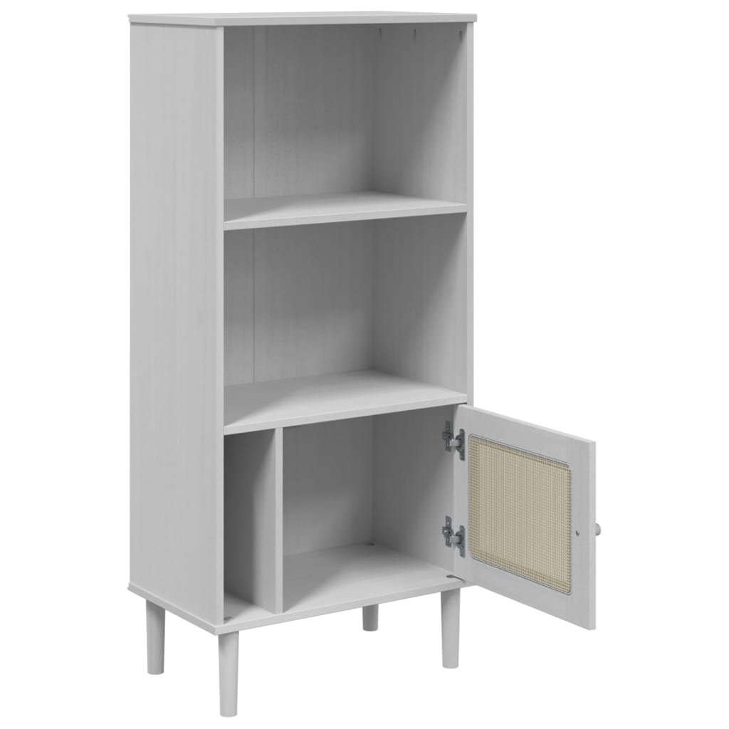 Bücherschrank SENJA Rattan-Look Weiß 60x35x130 cm Kiefernholz - Pazzar.ch