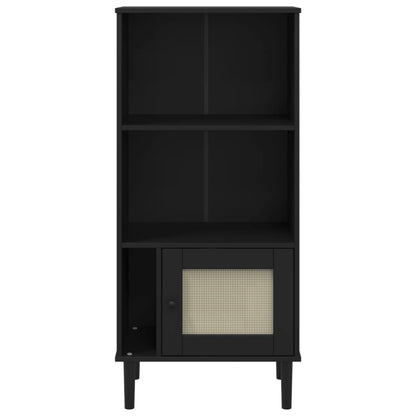 Bücherschrank SENJA Rattan-Look Schwarz 60x35x130cm Kiefernholz - Pazzar.ch