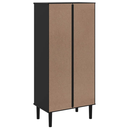 Bücherschrank SENJA Rattan-Look Schwarz 60x35x130cm Kiefernholz - Pazzar.ch