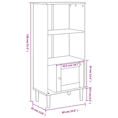 Bücherschrank SENJA Rattan-Look Schwarz 60x35x130cm Kiefernholz - Pazzar.ch