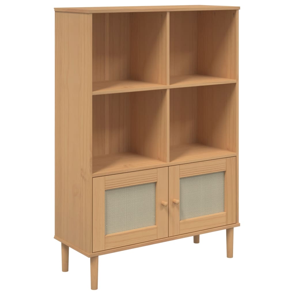 Bücherschrank SENJA Rattan-Look Braun 90x35x130 cm Kiefernholz - Pazzar.ch