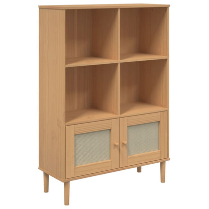 Bücherschrank SENJA Rattan-Look Braun 90x35x130 cm Kiefernholz - Pazzar.ch