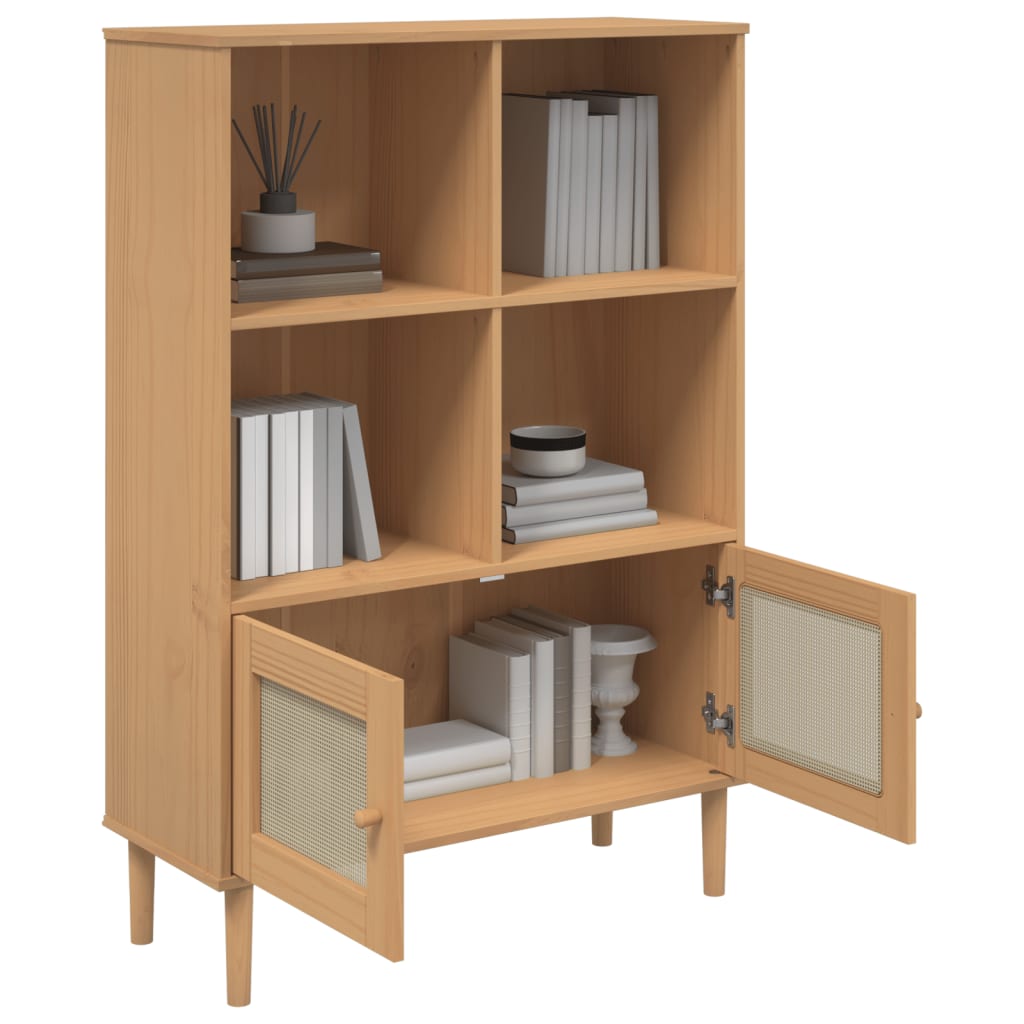 Bücherschrank SENJA Rattan-Look Braun 90x35x130 cm Kiefernholz - Pazzar.ch