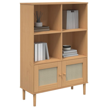Bücherschrank SENJA Rattan-Look Braun 90x35x130 cm Kiefernholz - Pazzar.ch