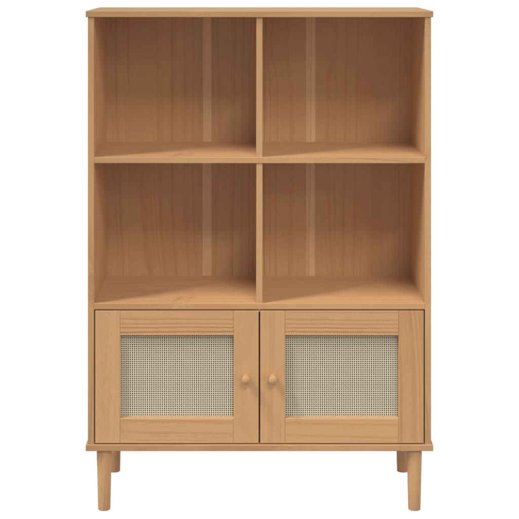 Bücherschrank SENJA Rattan-Look Braun 90x35x130 cm Kiefernholz - Pazzar.ch