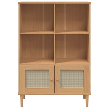 Bücherschrank SENJA Rattan-Look Braun 90x35x130 cm Kiefernholz - Pazzar.ch