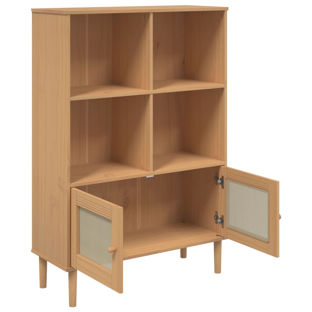 Bücherschrank SENJA Rattan-Look Braun 90x35x130 cm Kiefernholz - Pazzar.ch