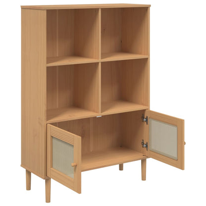 Bücherschrank SENJA Rattan-Look Braun 90x35x130 cm Kiefernholz - Pazzar.ch