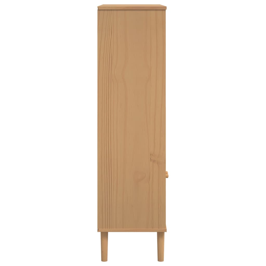 Bücherschrank SENJA Rattan-Look Braun 90x35x130 cm Kiefernholz - Pazzar.ch