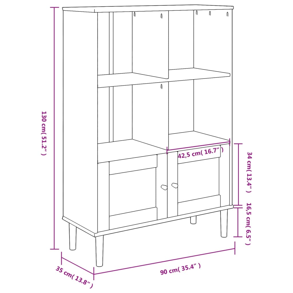Bücherschrank SENJA Rattan-Look Braun 90x35x130 cm Kiefernholz - Pazzar.ch