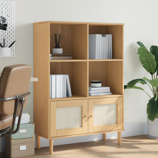 Bücherschrank SENJA Rattan-Look Braun 90x35x130 cm Kiefernholz - Pazzar.ch