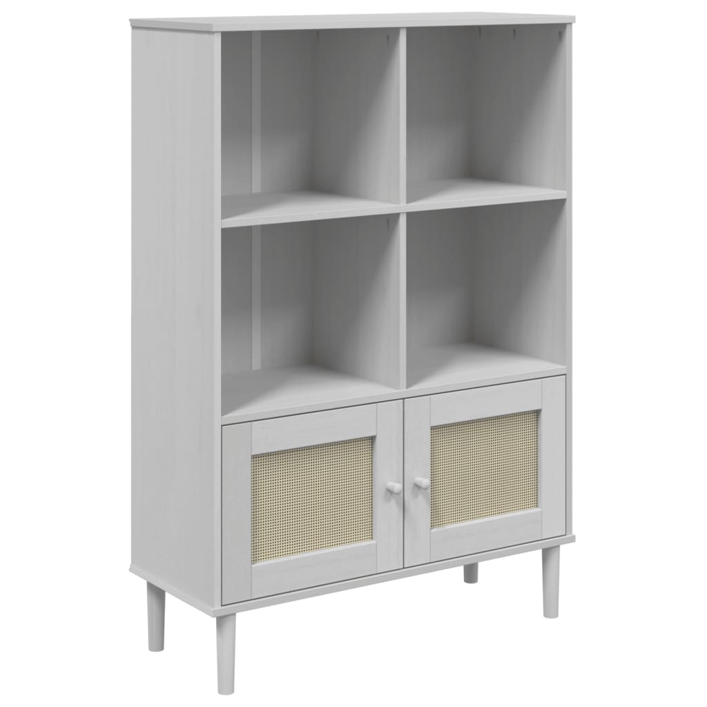 Bücherschrank SENJA Rattan-Look Weiß 90x35x130 cm Kiefernholz - Pazzar.ch