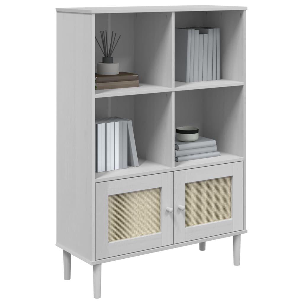 Bücherschrank SENJA Rattan-Look Weiß 90x35x130 cm Kiefernholz - Pazzar.ch