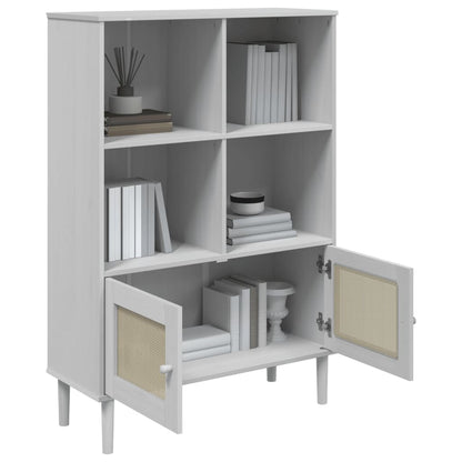 Bücherschrank SENJA Rattan-Look Weiß 90x35x130 cm Kiefernholz - Pazzar.ch
