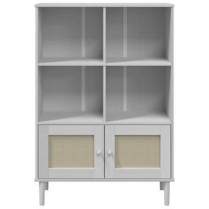 Bücherschrank SENJA Rattan-Look Weiß 90x35x130 cm Kiefernholz - Pazzar.ch