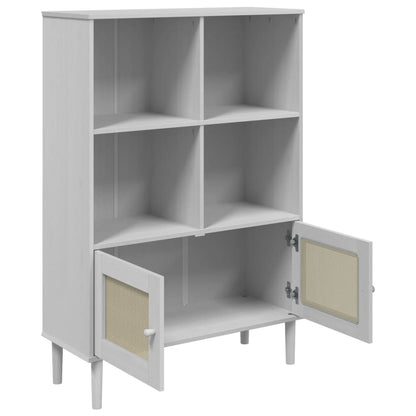 Bücherschrank SENJA Rattan-Look Weiß 90x35x130 cm Kiefernholz - Pazzar.ch