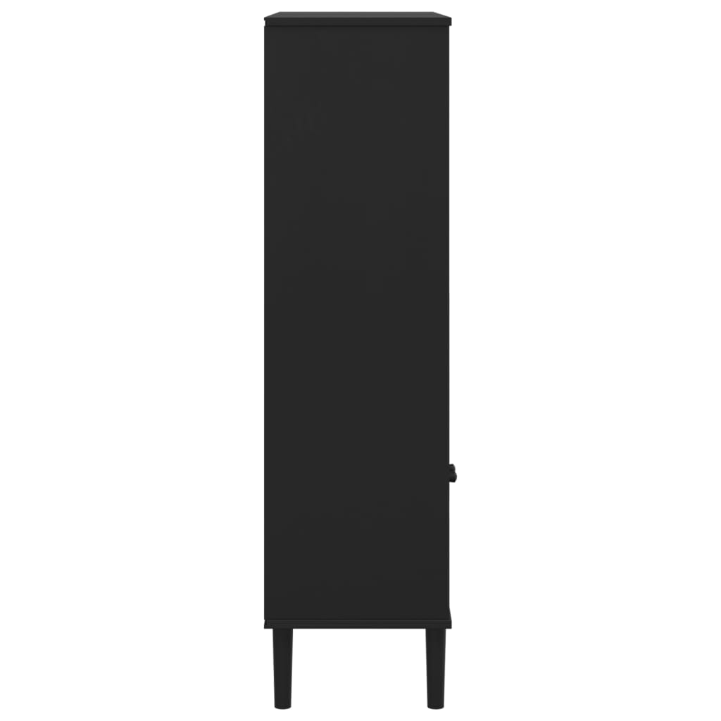 Bücherschrank SENJA Rattan-Look Schwarz 90x35x130cm Kiefernholz - Pazzar.ch