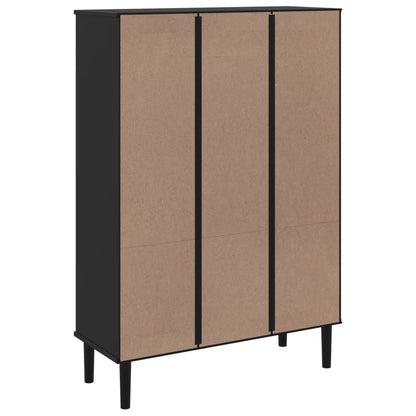 Bücherschrank SENJA Rattan-Look Schwarz 90x35x130cm Kiefernholz - Pazzar.ch