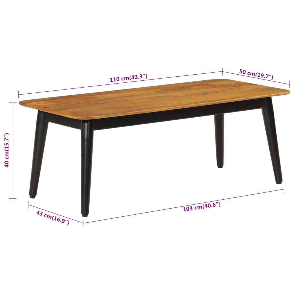 Couchtisch 110x50x40 cm Massivholz Mango und Eisen - Pazzar.ch