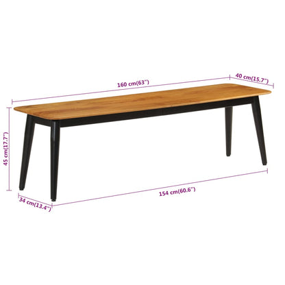 Sitzbank 160x40x45 cm Massivholz Mango und Eisen - Pazzar.ch