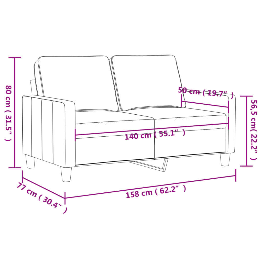 2-Sitzer-Sofa Weinrot 140 cm Samt - Pazzar.ch