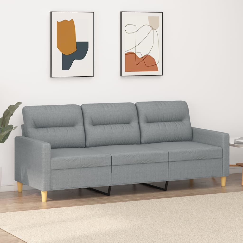 3-Sitzer-Sofa Hellgrau 180 cm Stoff