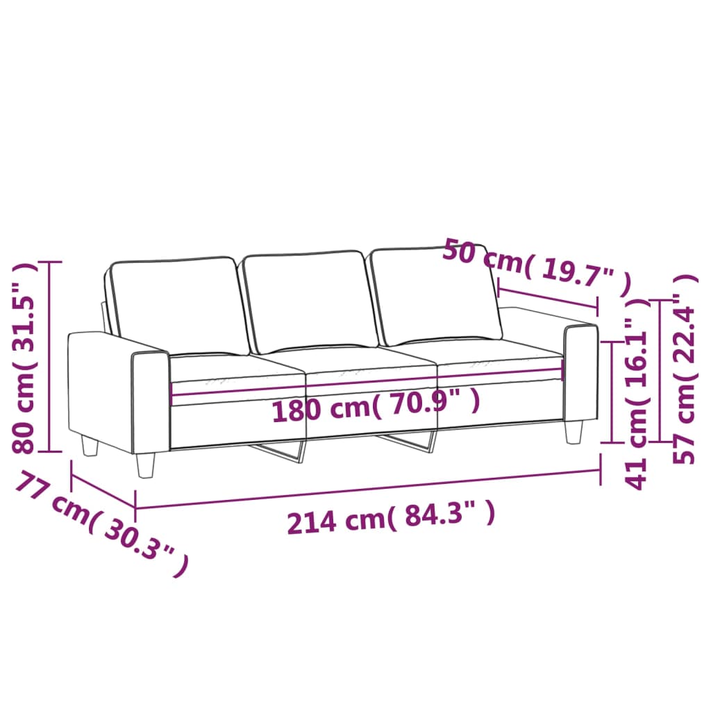3-Sitzer-Sofa Hellgrau 180 cm Stoff - Pazzar.ch