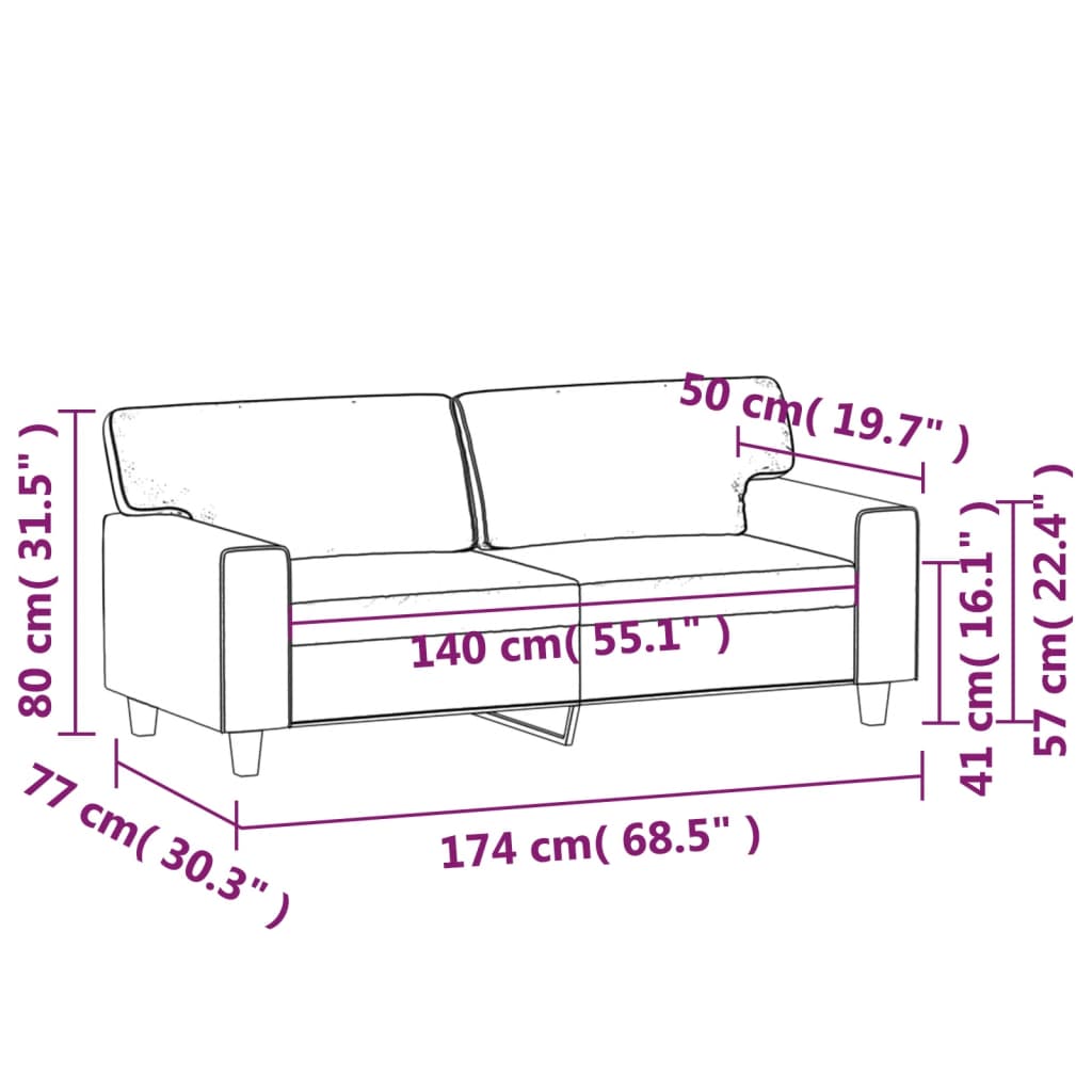 2-Sitzer-Sofa Creme 140 cm Kunstleder - Pazzar.ch