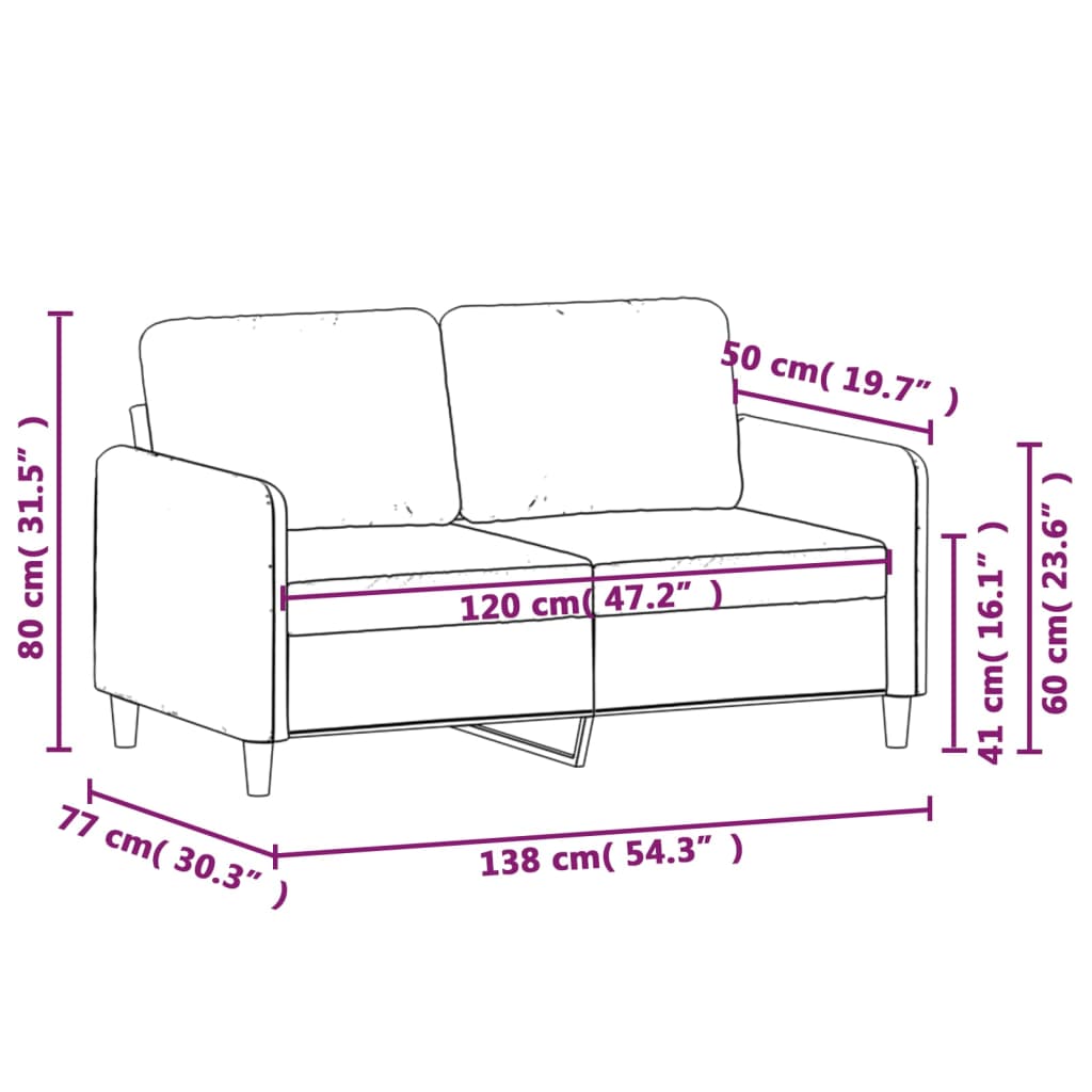 2-Sitzer-Sofa Dunkelgrau 120 cm Samt - Pazzar.ch