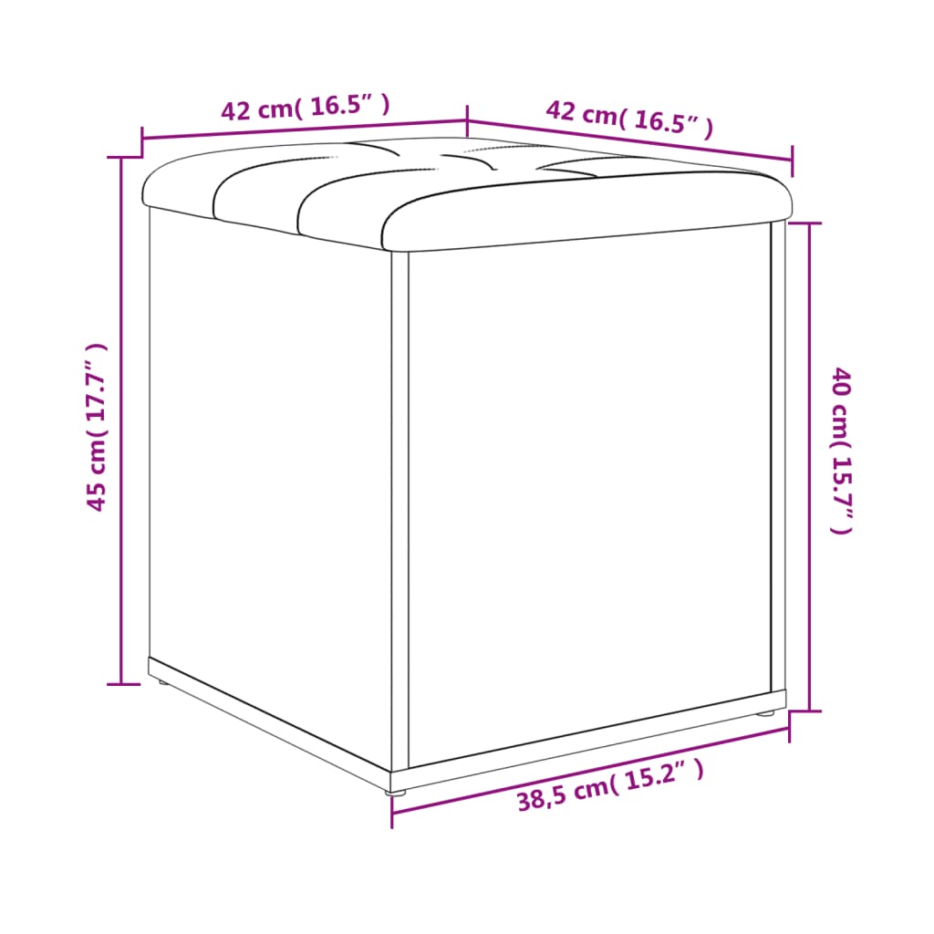 Sitzbank mit Stauraum Braun Eiche 42x42x45 cm Holzwerkstoff - Pazzar.ch