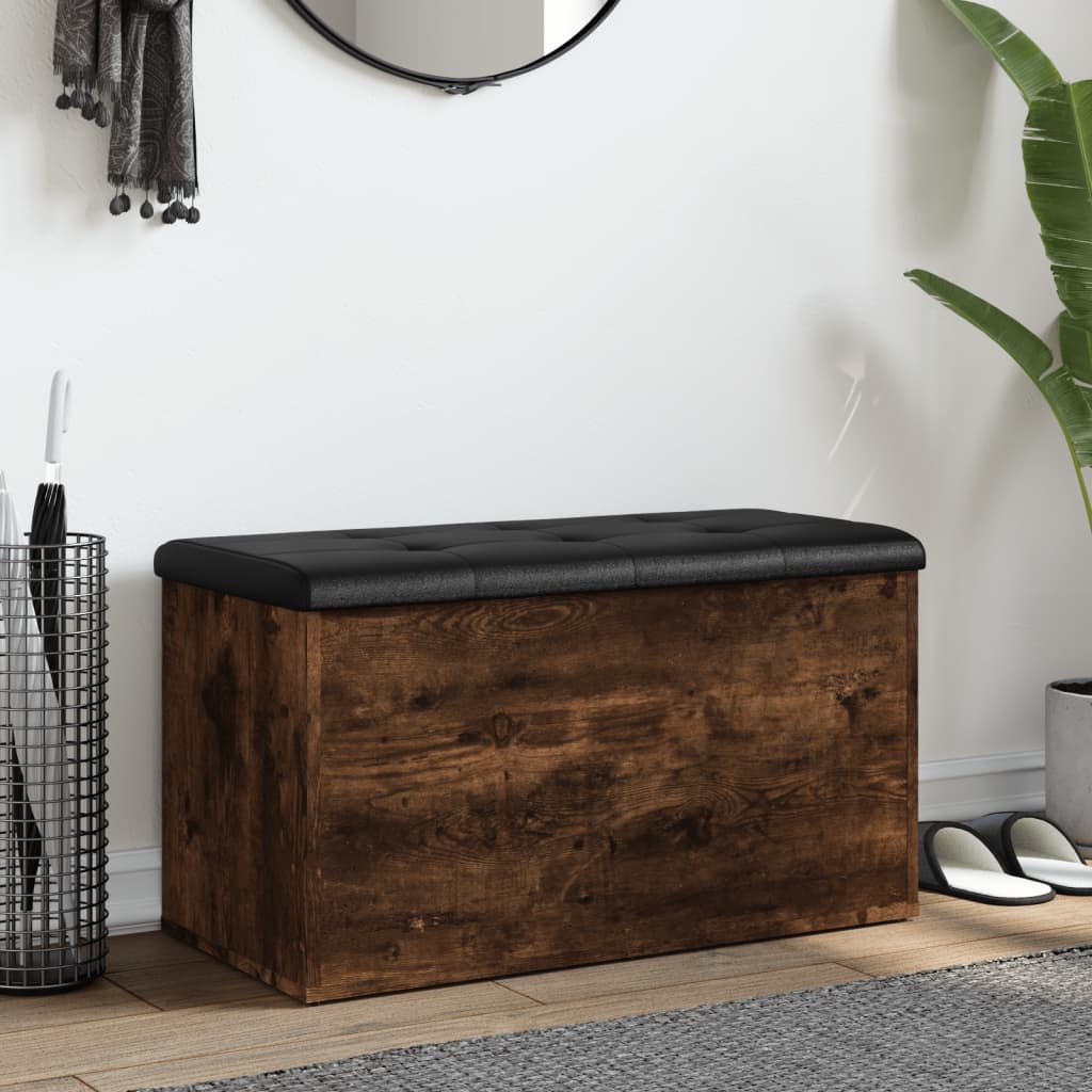 Sitzbank mit Stauraum Räuchereiche 82x42x45 cm Holzwerkstoff - Pazzar.ch