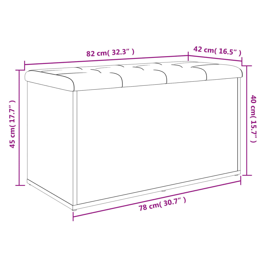 Sitzbank mit Stauraum Räuchereiche 82x42x45 cm Holzwerkstoff - Pazzar.ch