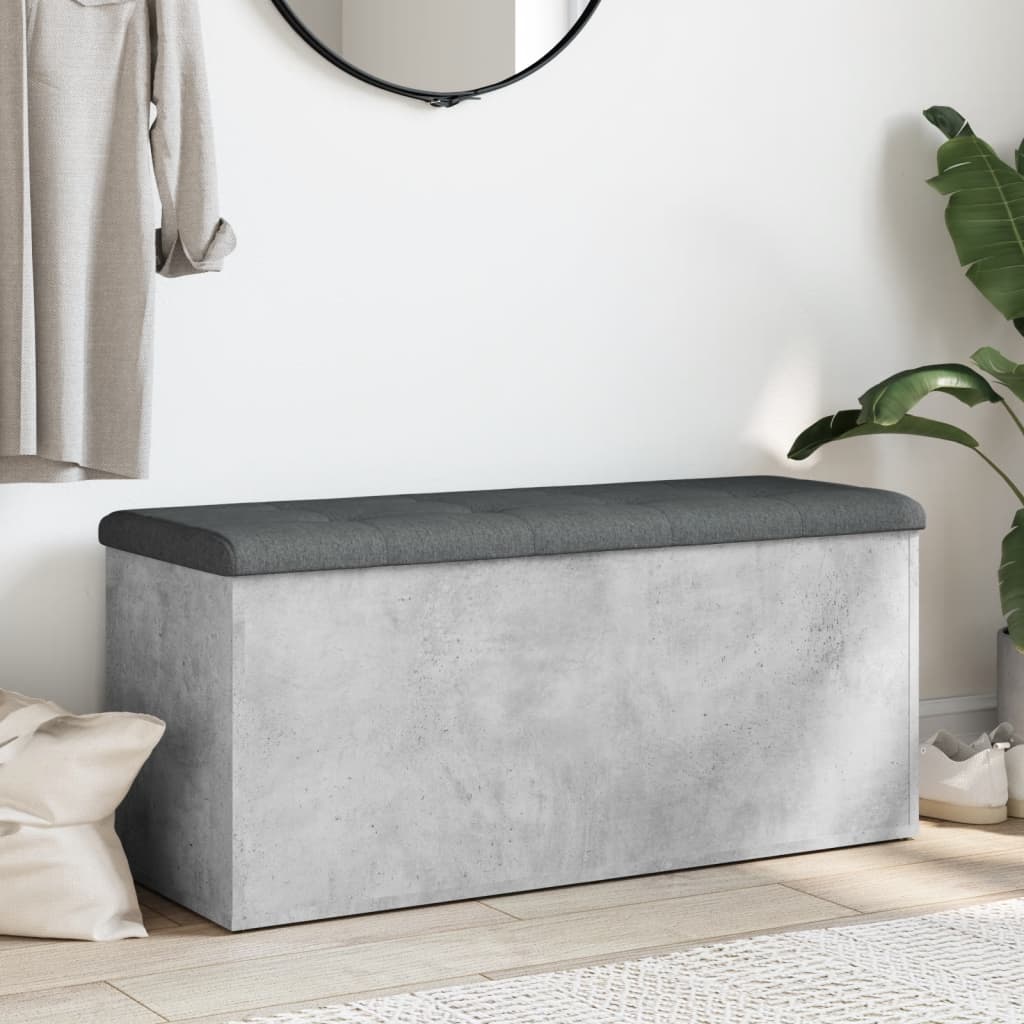 Sitzbank mit Stauraum Betongrau 102x42x45 cm Holzwerkstoff - Pazzar.ch