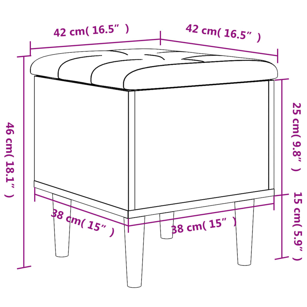 Sitzbank mit Stauraum Räuchereiche 42x42x46 cm Holzwerkstoff - Pazzar.ch