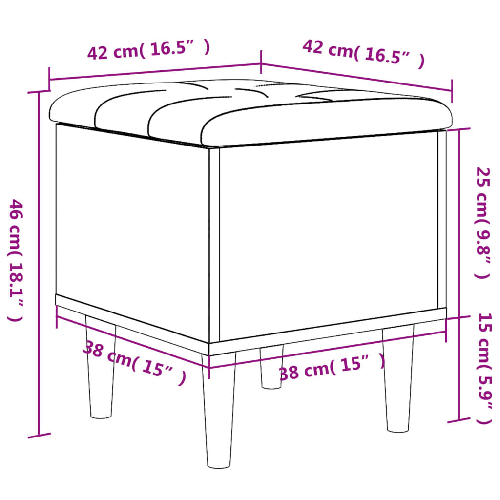 Sitzbank mit Stauraum Grau Sonoma 42x42x46 cm Holzwerkstoff - Pazzar.ch