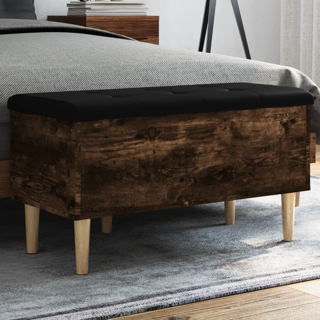 Sitzbank mit Stauraum Räuchereiche 82x42x46 cm Holzwerkstoff - Pazzar.ch