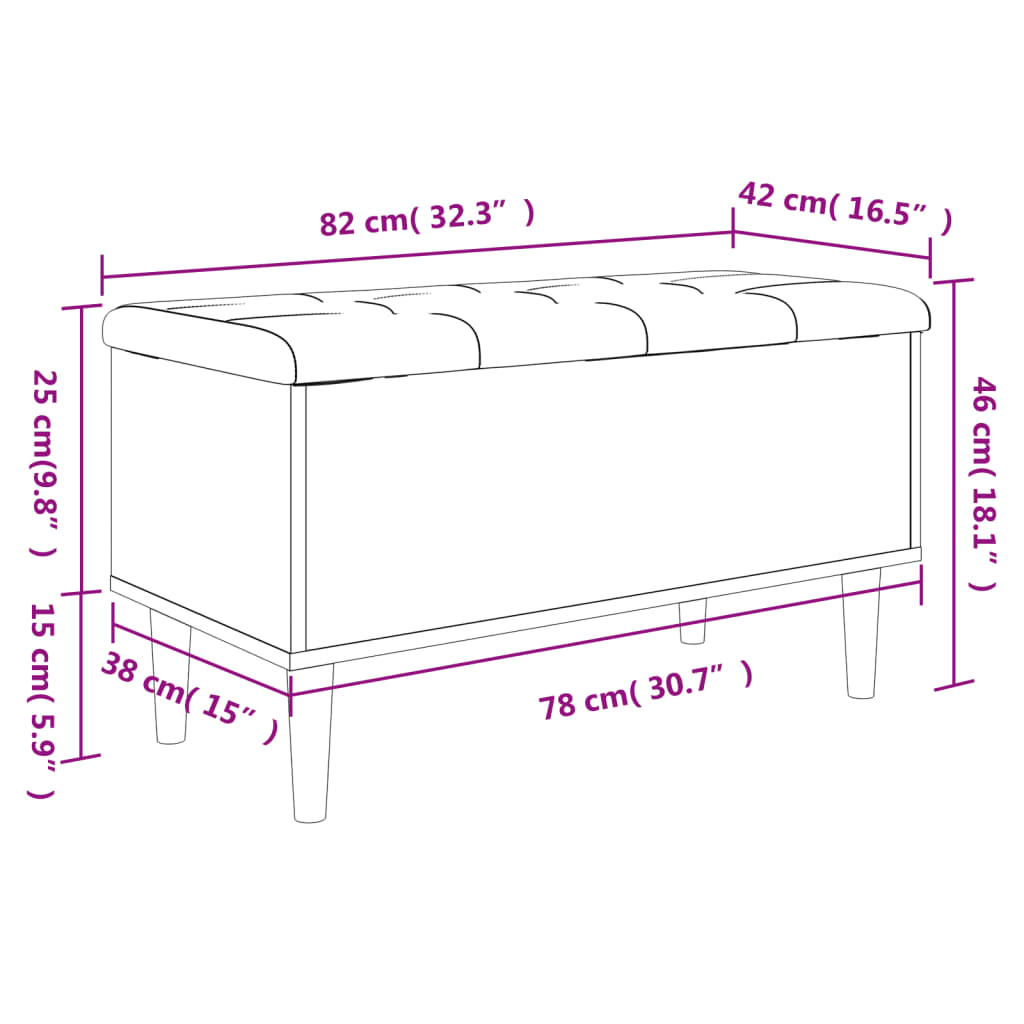 Sitzbank mit Stauraum Braun Eichen-Optik 82x42x46 cm - Pazzar.ch