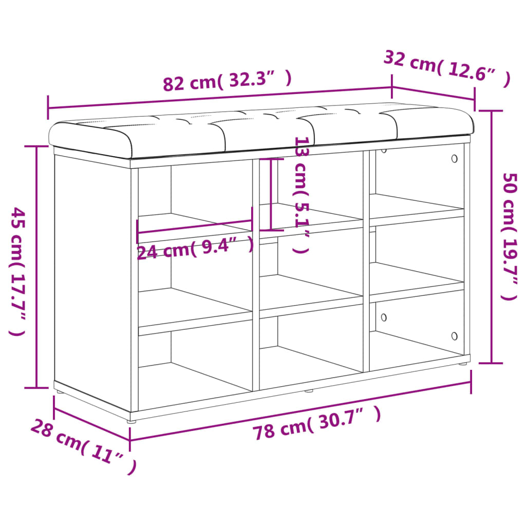 Schuhbank Schwarz 82x32x50 cm Holzwerkstoff - Pazzar.ch