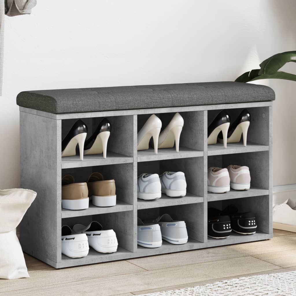 Schuhbank Betongrau 82x32x50 cm Holzwerkstoff - Pazzar.ch