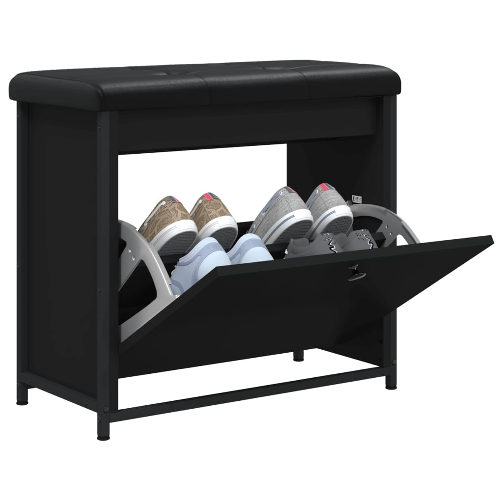 Schuhbank mit Klappe Schwarz 62x32x56 cm - Pazzar.ch
