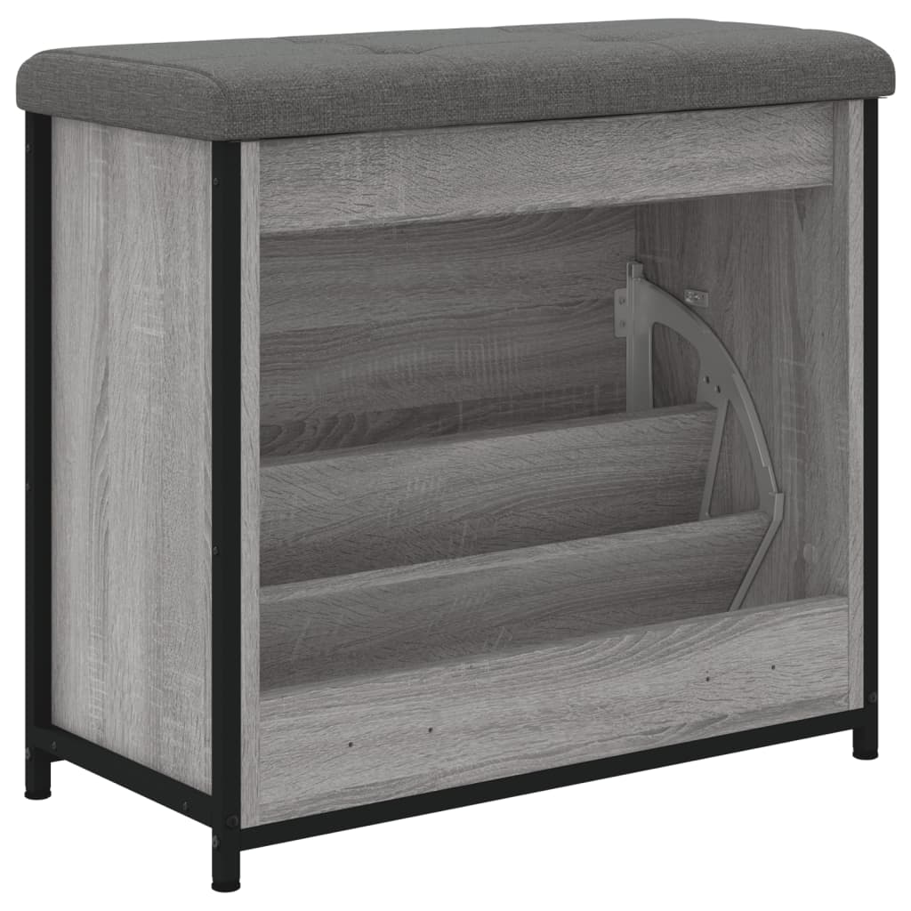 Schuhbank mit Klappe Grau Sonoma 62x32x56 cm - Pazzar.ch