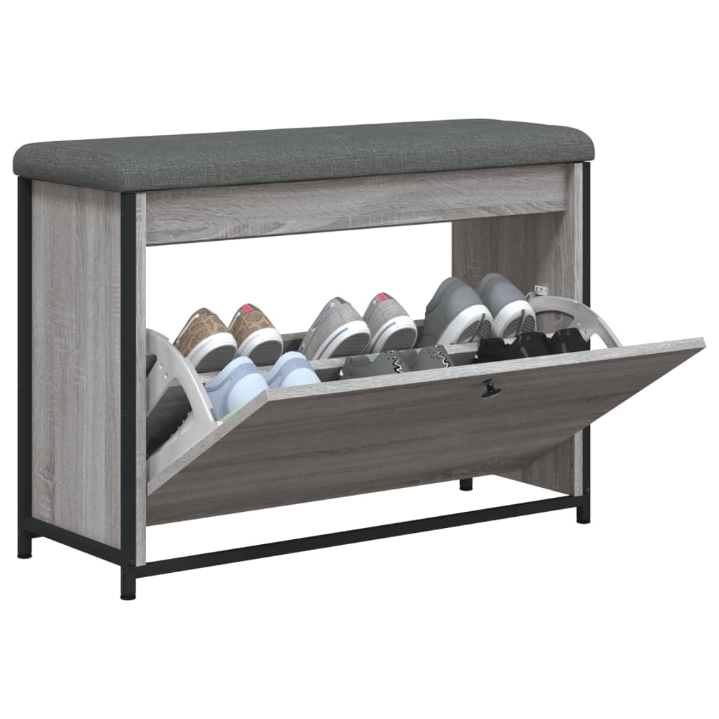 Schuhbank mit Klappe Grau Sonoma 82x32x56 cm - Pazzar.ch