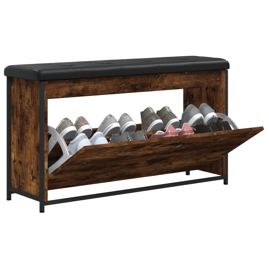 Schuhbank mit Klappe Räuchereiche 102x32x56 cm - Pazzar.ch