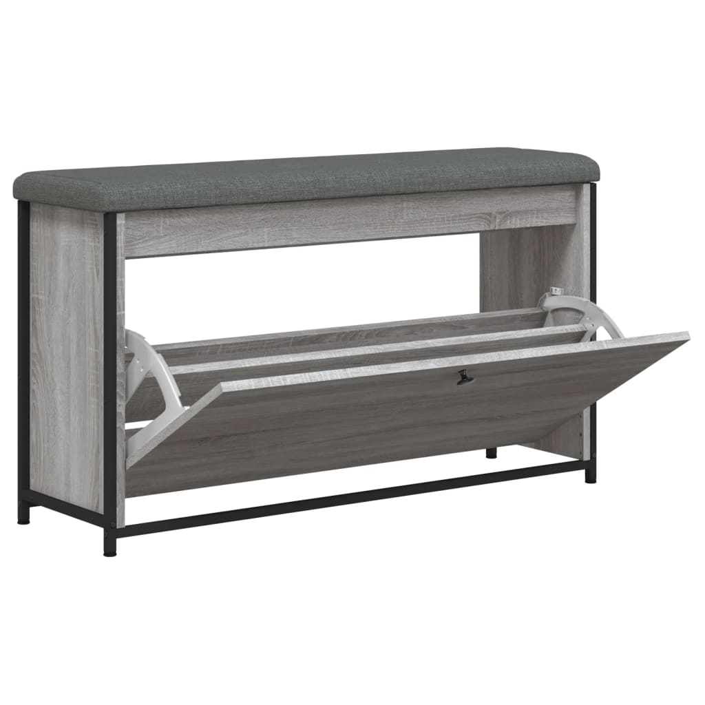 Schuhbank mit Klappe Grau Sonoma 102x32x56 cm - Pazzar.ch